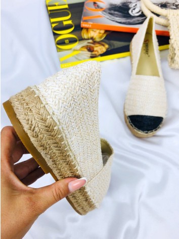 Dámske slamené béžové espadrilky