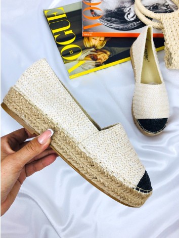 Dámske slamené béžové espadrilky