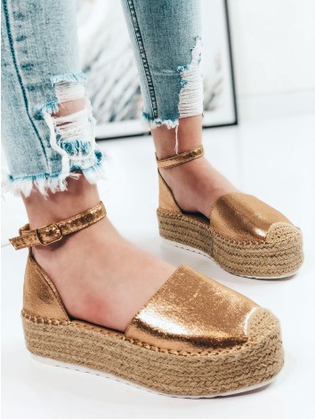 Dámske medené espadrilky na platforme