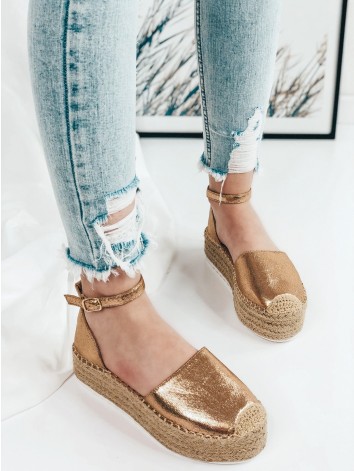 Dámske medené espadrilky na platforme