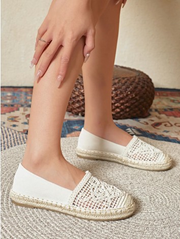 Dámske háčkované espadrilky - béžové