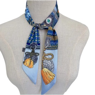 Luxusná hodvábna stuha Tassel-blue