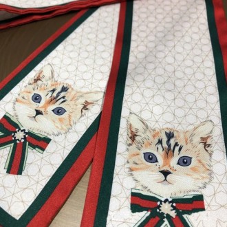 Luxusná hodvábna stuha Meow-white